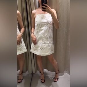 Zara White Embroidered Women's Dress